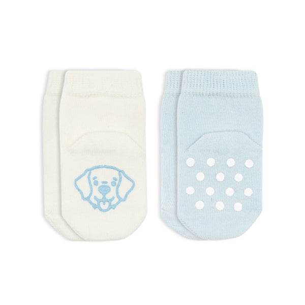 Bistyle Organic 2-pairs Combed Non-slip Socks Blue